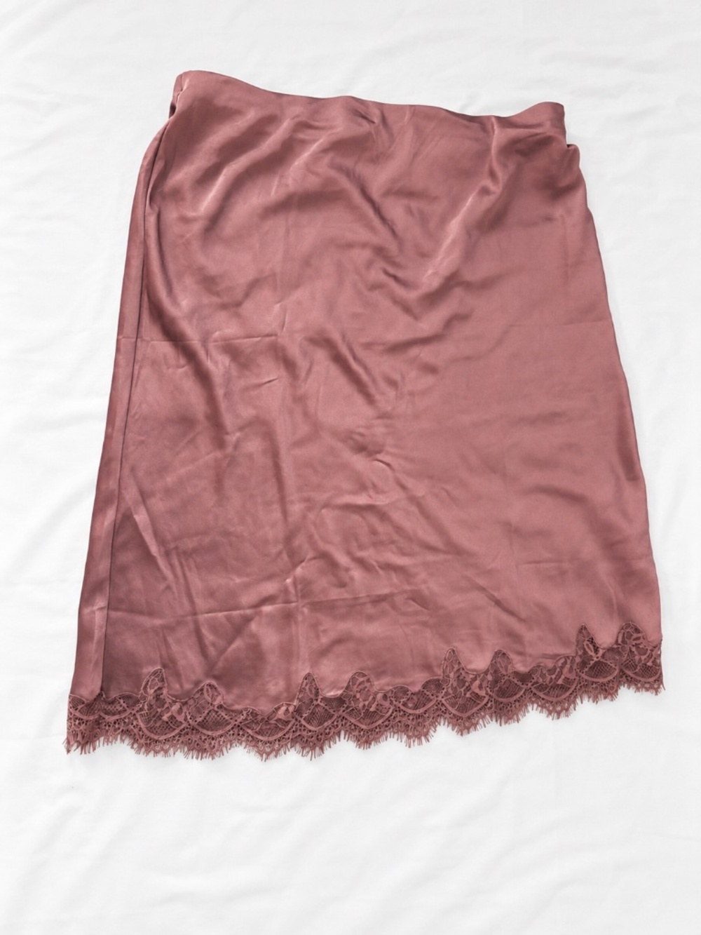 H&M Lace-trim satin slip midi skirt